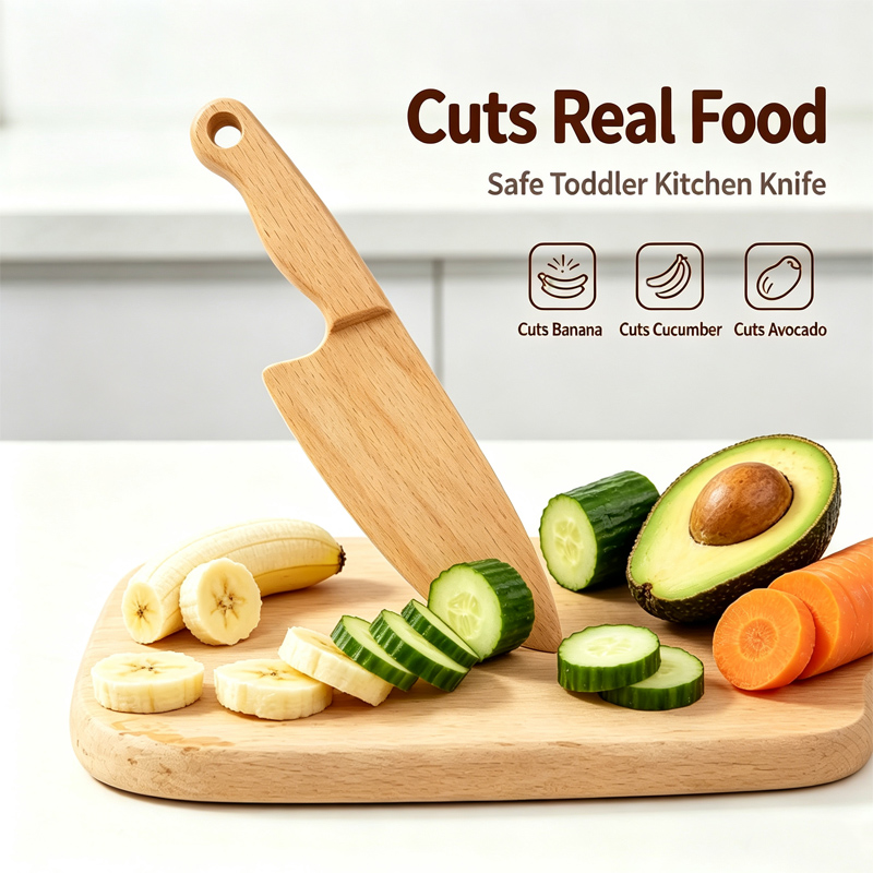 Kids Outdoor Kitchen Accessories - Pisau anak-anak kayu untuk memasak ikan